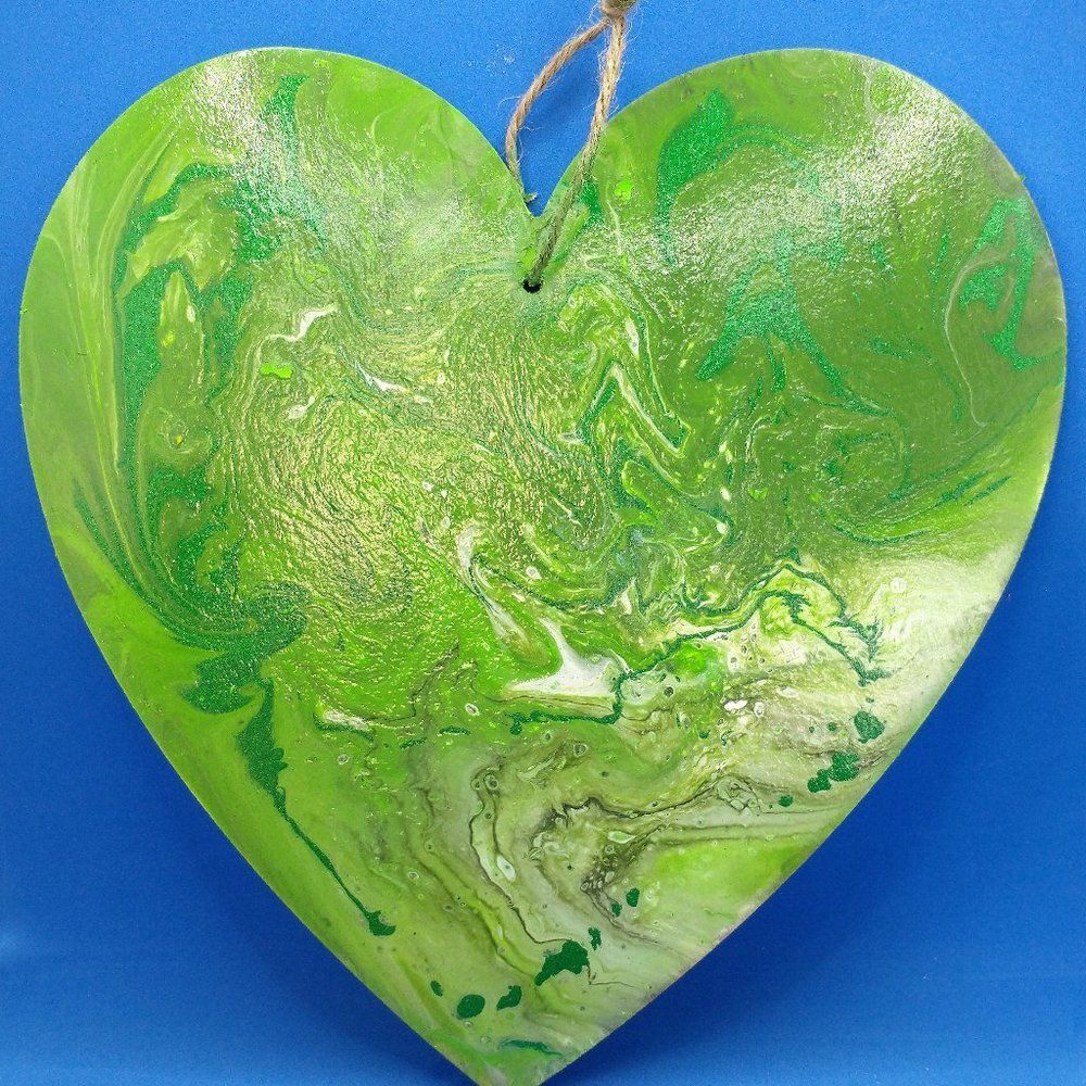 Hand Crafted Valentine's Day Heart Shaped Hanging Wood Wall Door Plaque  Art